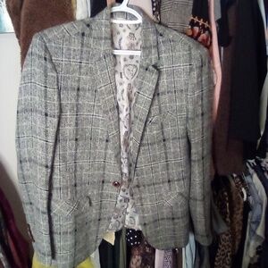 Grey plaid blazer